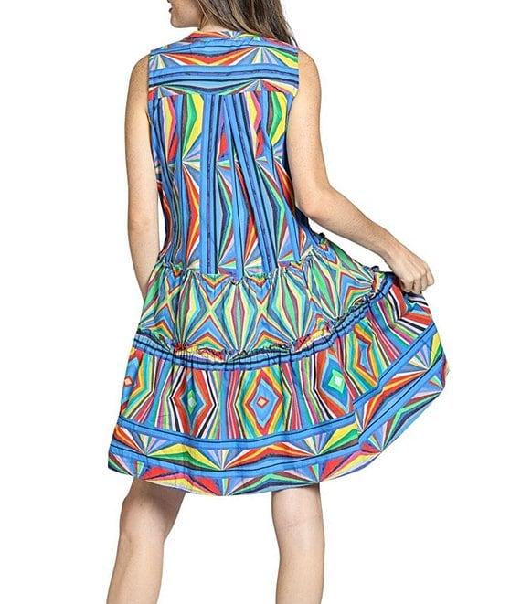 APNY Woven Printed Split V-Neck Sleeveless A-Line Dress Product Image