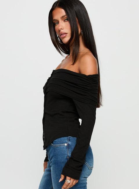 Victorea Off Shoulder Top Black Product Image