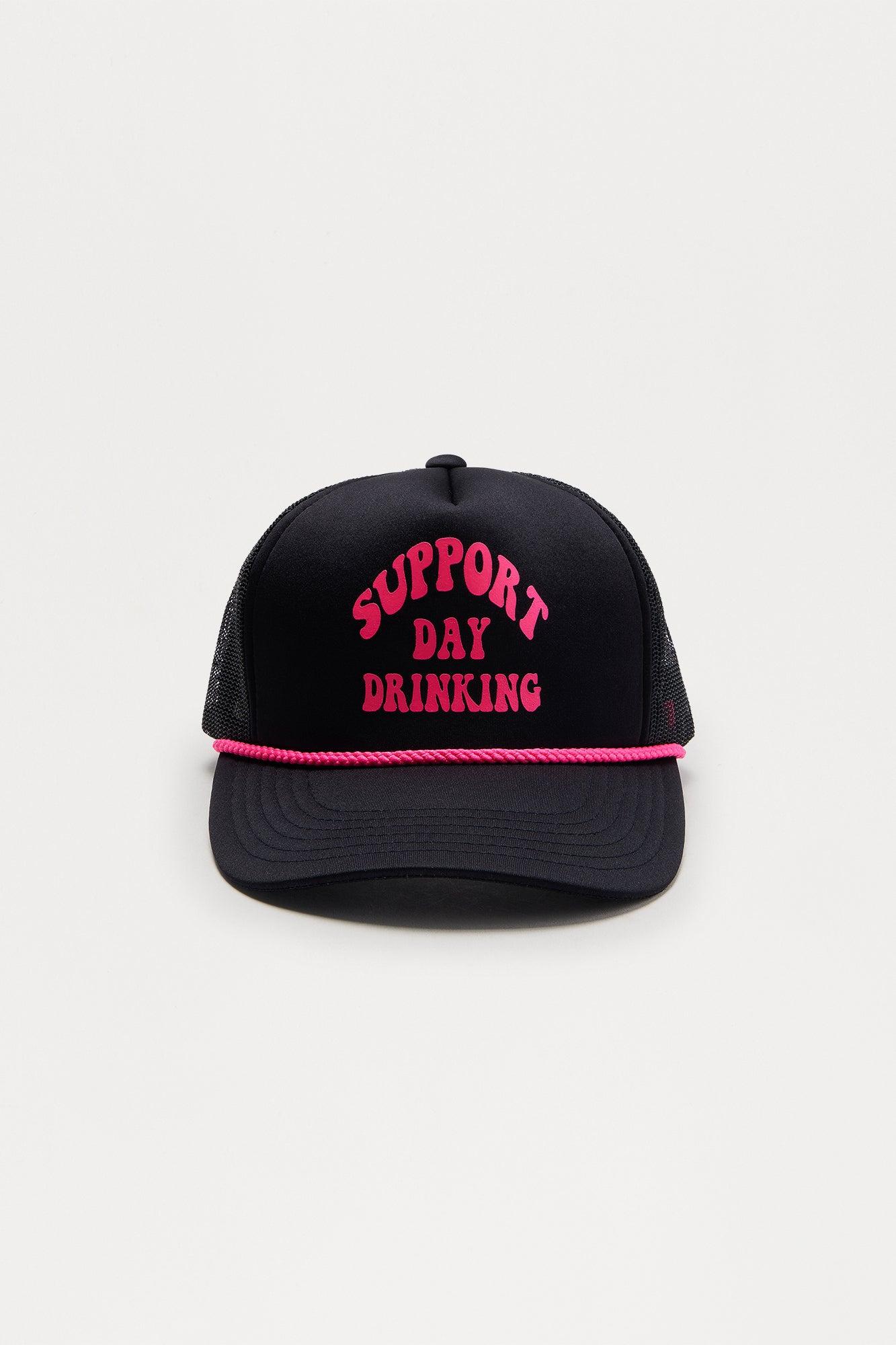 Support Day Drinking Trucker Hat - Black/Pink Product Image