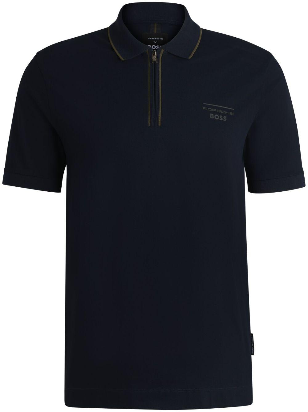 zip-down polo shirt  Product Image