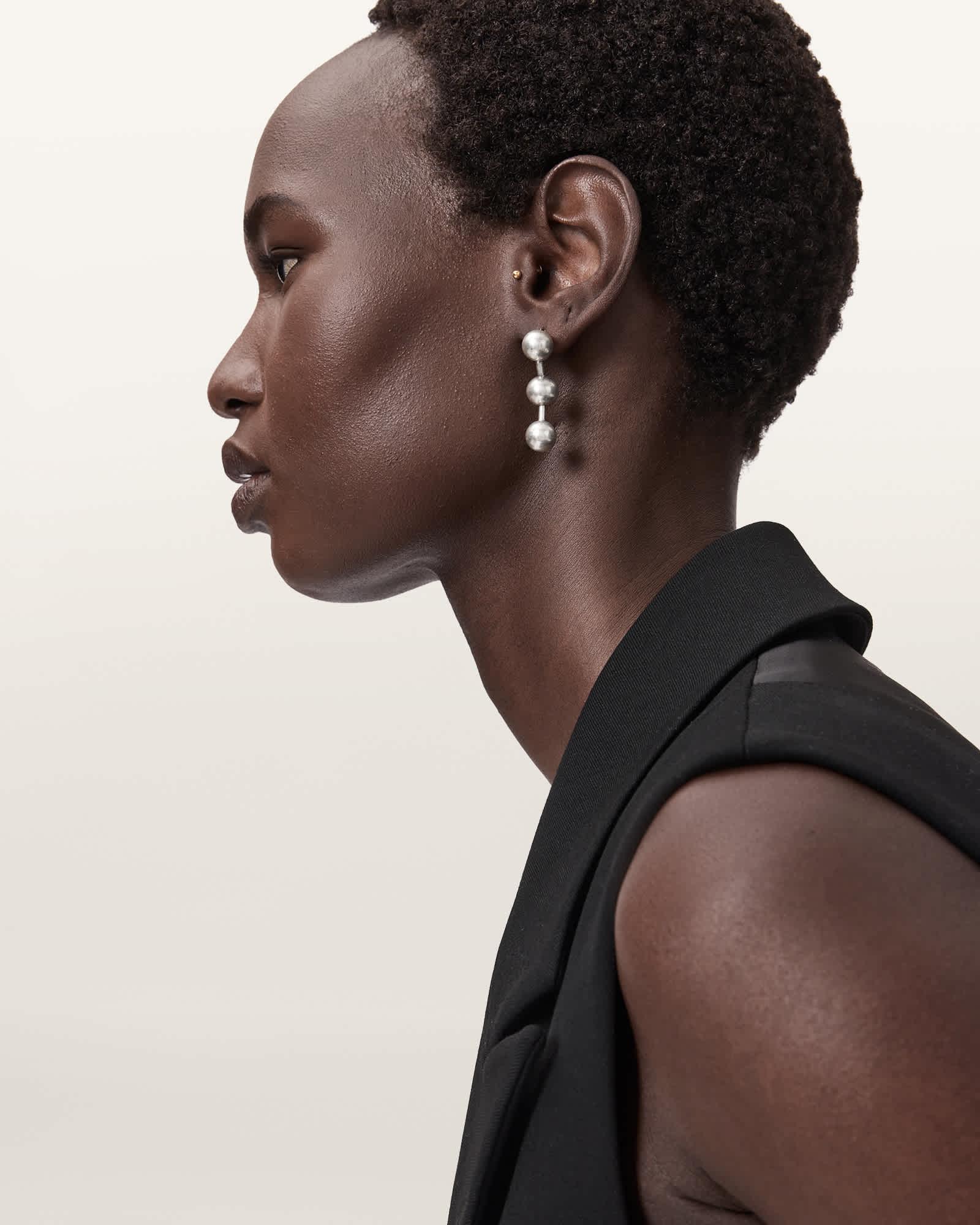 Nellie Pave Earrings WARM SILVER | ALLSAINTS US Product Image