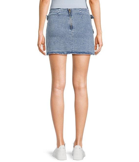 GB Double Buckle Denim Mini Skirt Product Image