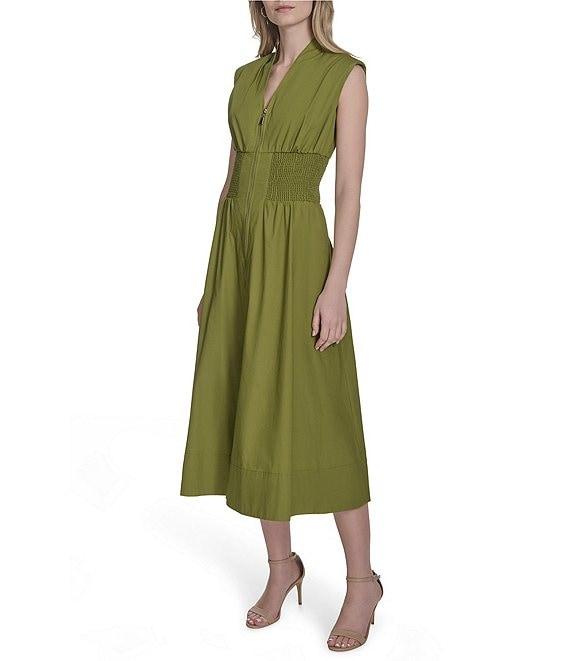 Vince Camuto V-Neck Cap Sleeve Smocked Waist Midi Dress Product Image
