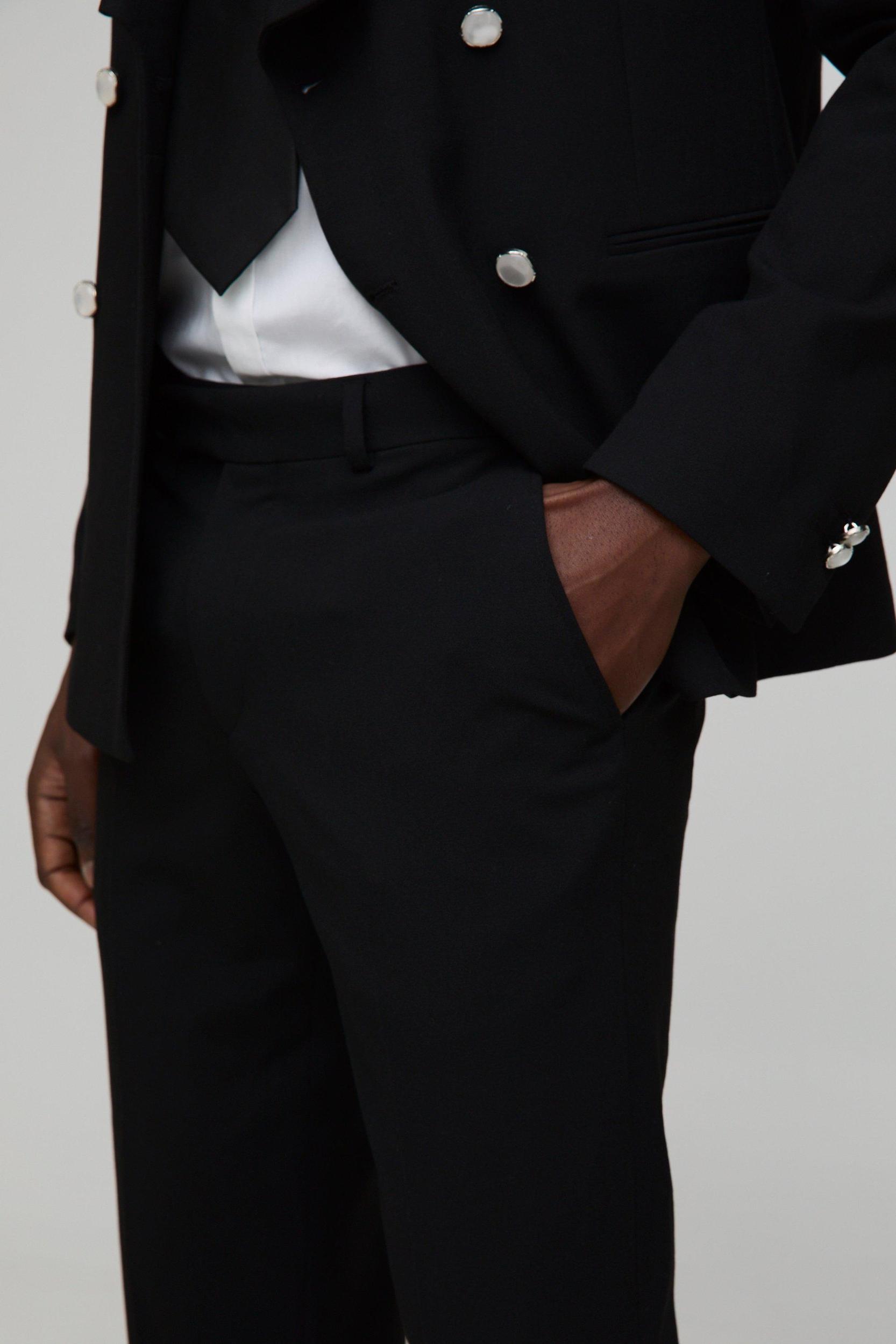 Slim Fit Flare Fixed Waistband Dress Pants | boohooMAN USA Product Image
