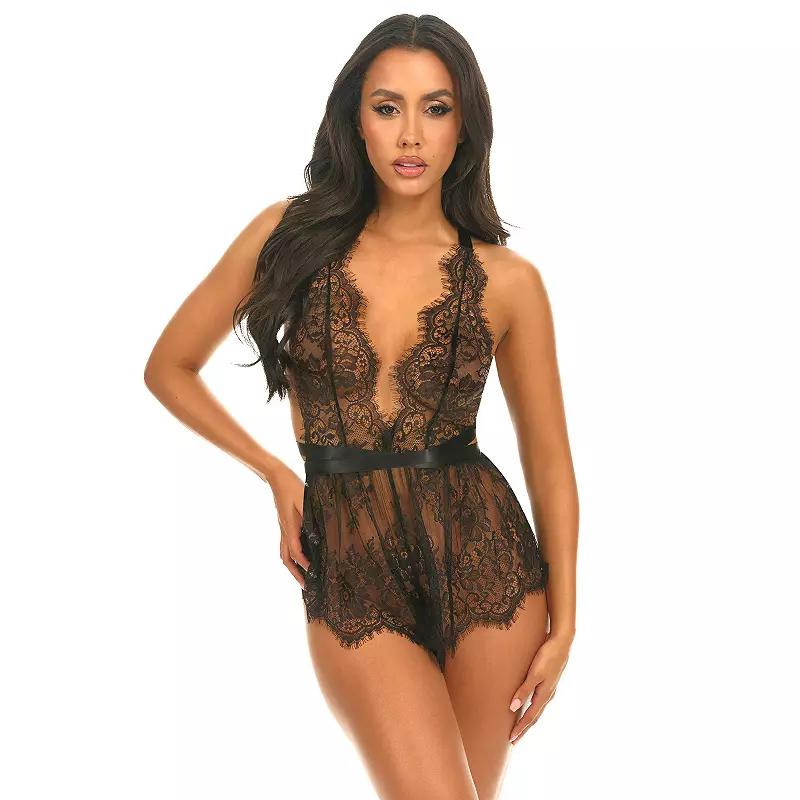 Women's Oh La La Cheri Brea Romper Lingerie 53-11728, Size: Large-XL, Black Product Image