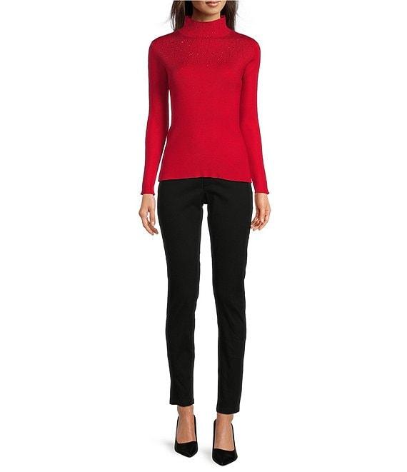 Calvin Klein Studded Mock Neck Long Sleeve Knit Top Product Image