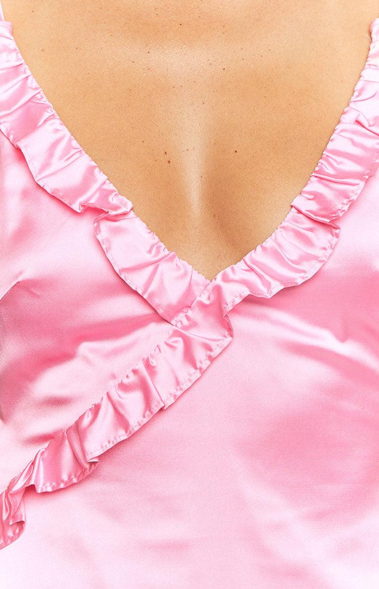 Nahanee Pink Satin Ruffle Maxi Dress Baby Product Image
