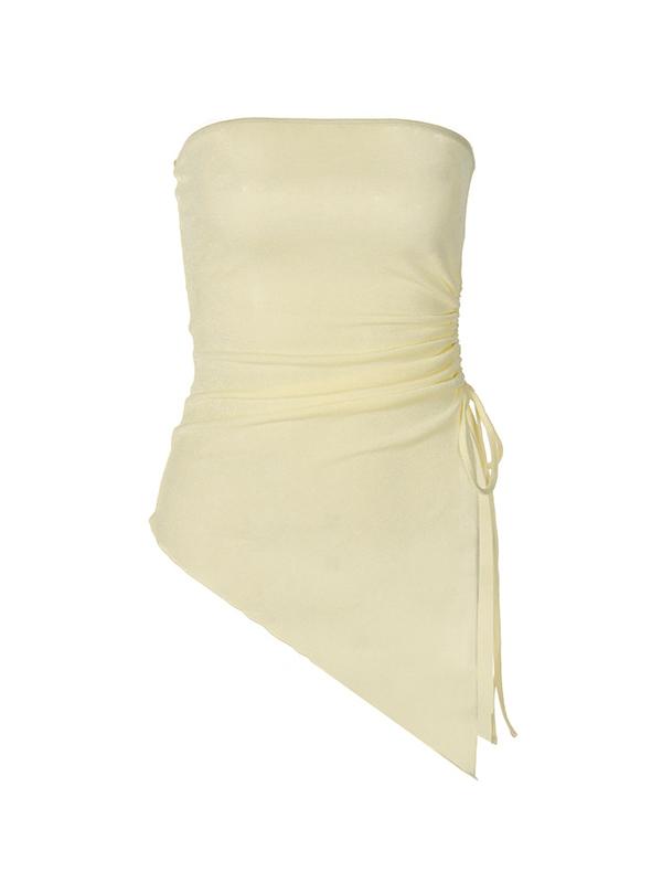 Solid Color Shirring Strap Bandeau Top Product Image