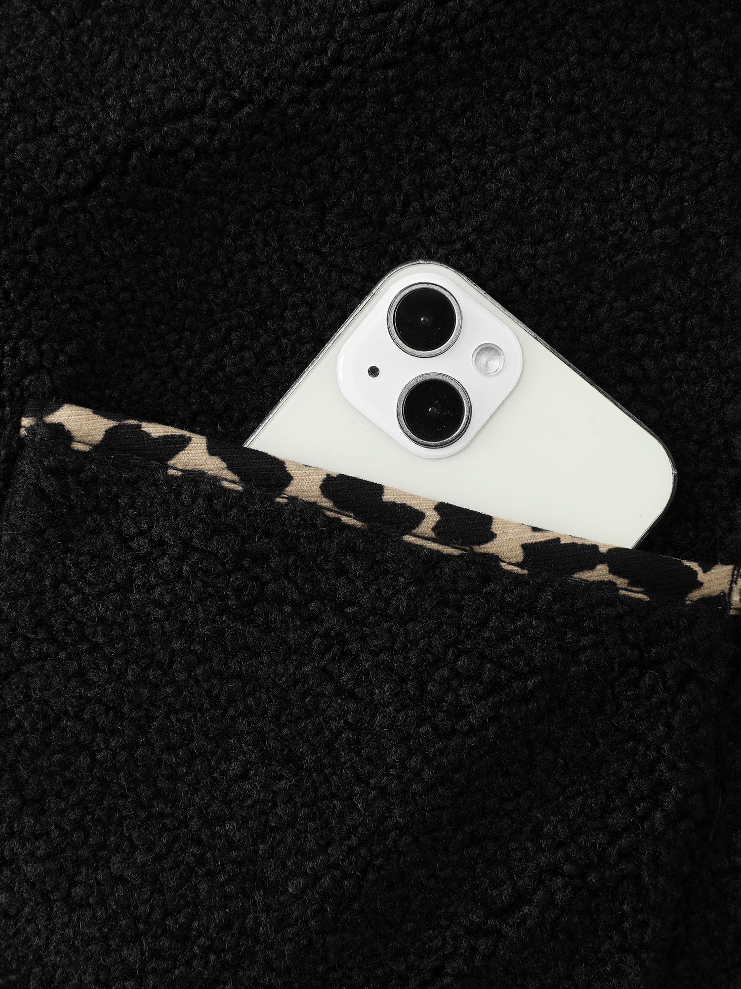 Faux Shearling Patchwork Leopard Edge Vest Female Product Image