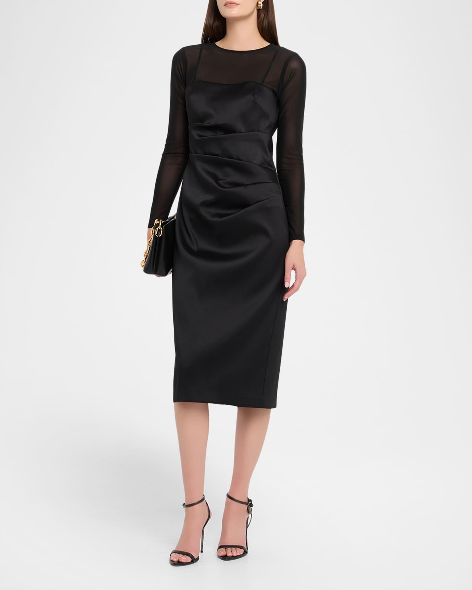 Draped Stretch Mikado Sheath Midi Dress Product Image