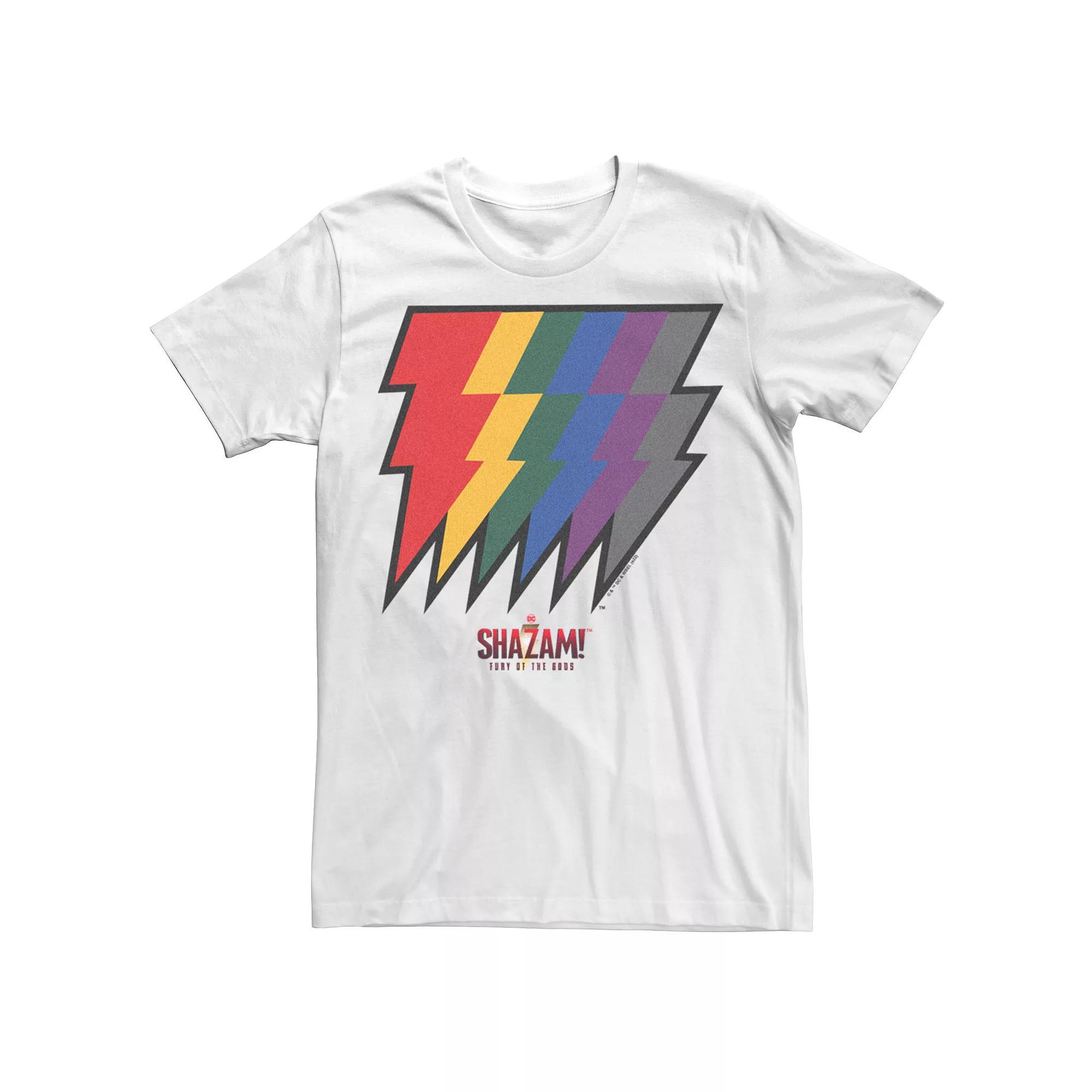 Men's Shazam Fury Of The Gods Rainbos Bolts Logo Tee,  Product Image