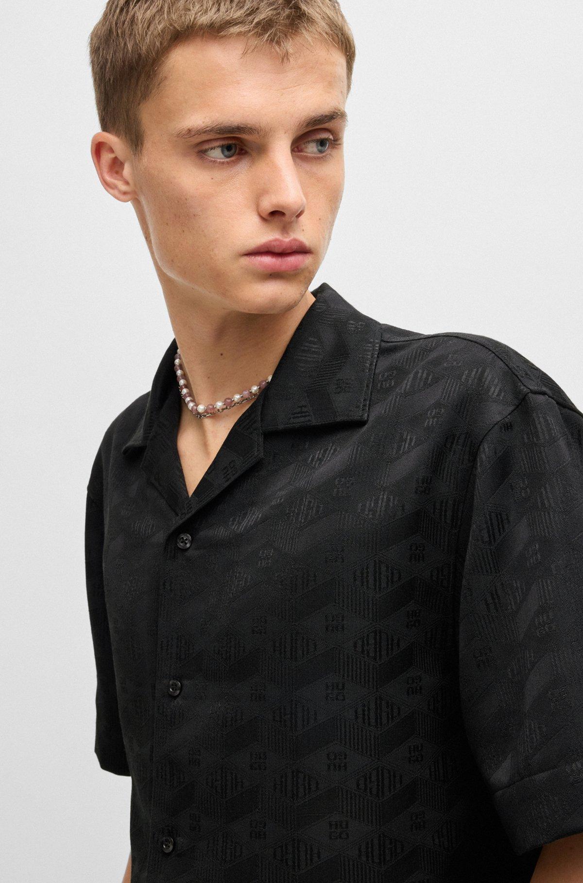 Oversize-fit shirt in geometric-logo jacquard Product Image
