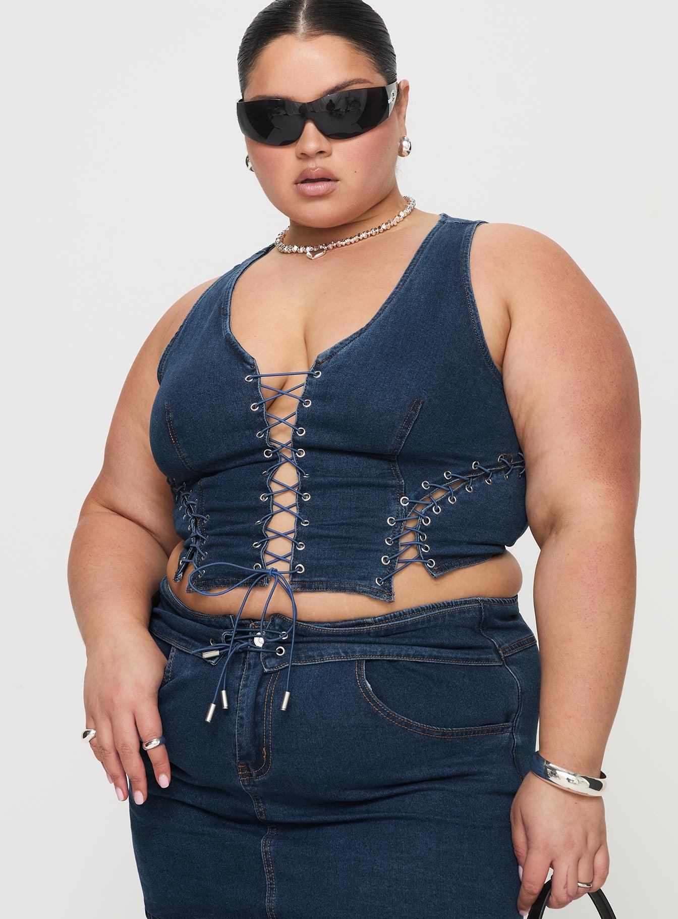 Edenette Top Mid Blue Wash Curve Product Image