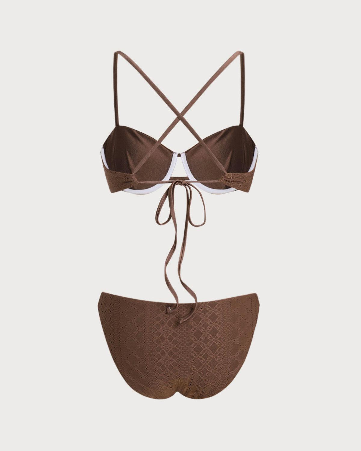 Brown Textured Underwire Bikini Set Product Image