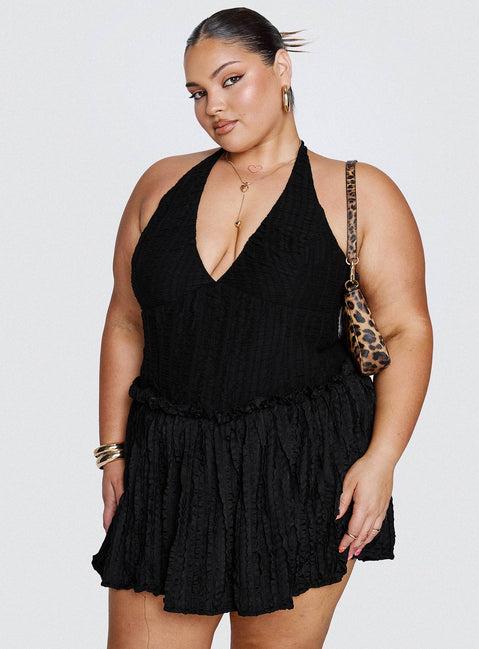 Mixie Halter Romper Black Curve Product Image