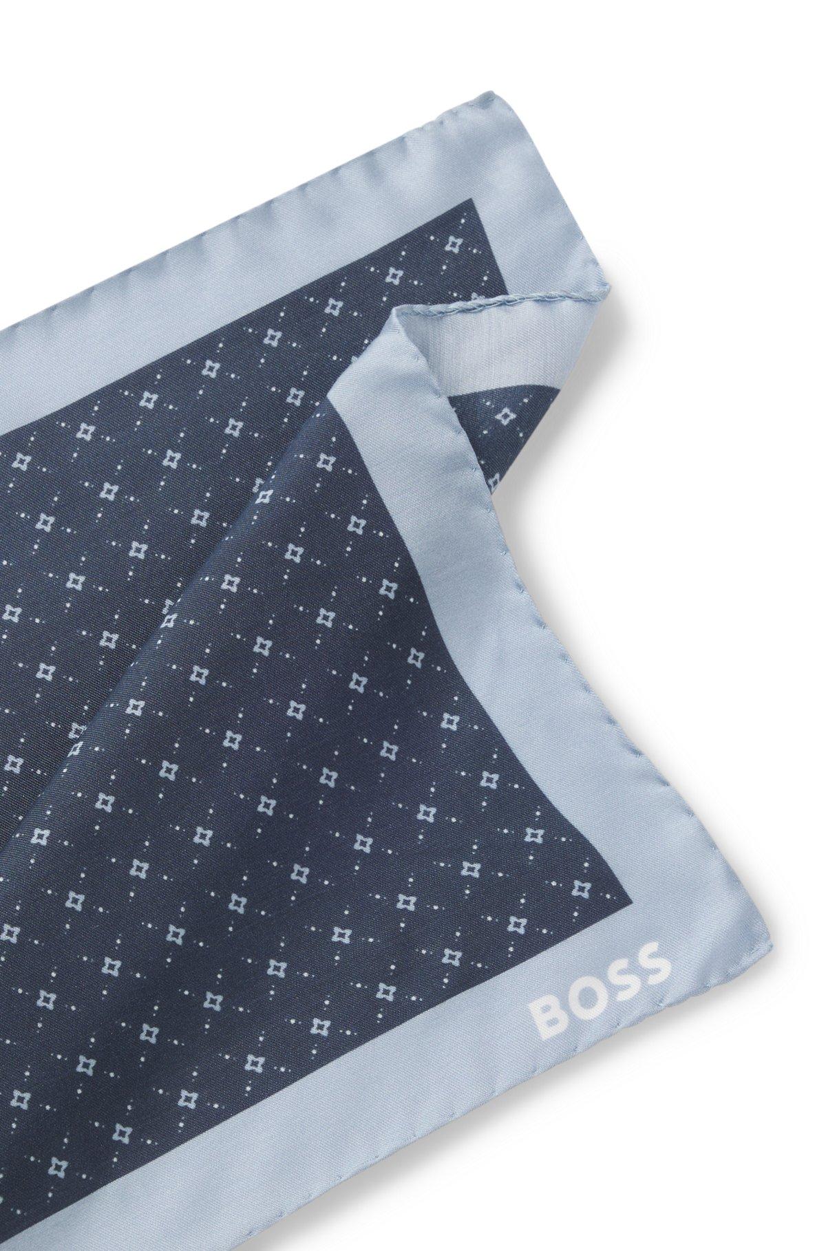 Printed pocket square with logo border Product Image