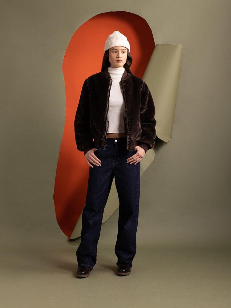 WOMEN'S REVERSIBLE FAUX LEATHER MA-1 BOMBER JACKET Female Product Image