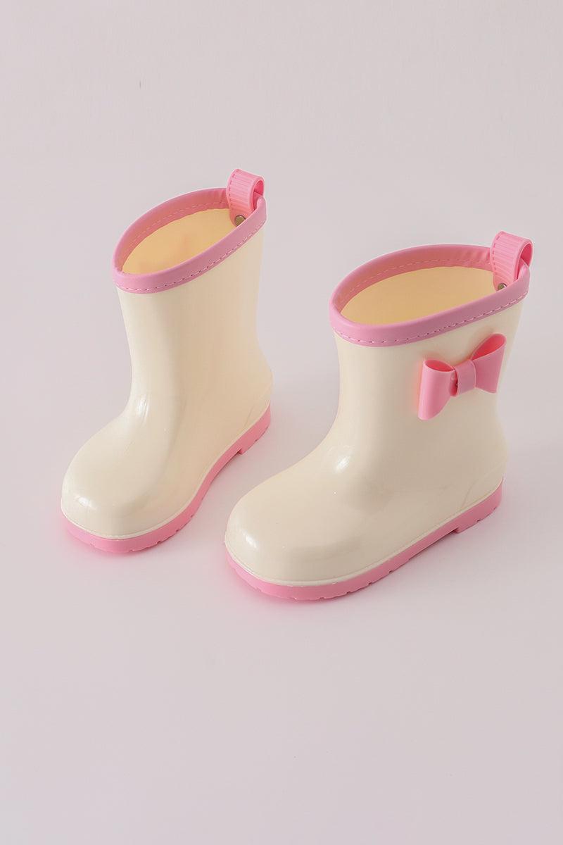 Pink & white bow rain boots Product Image
