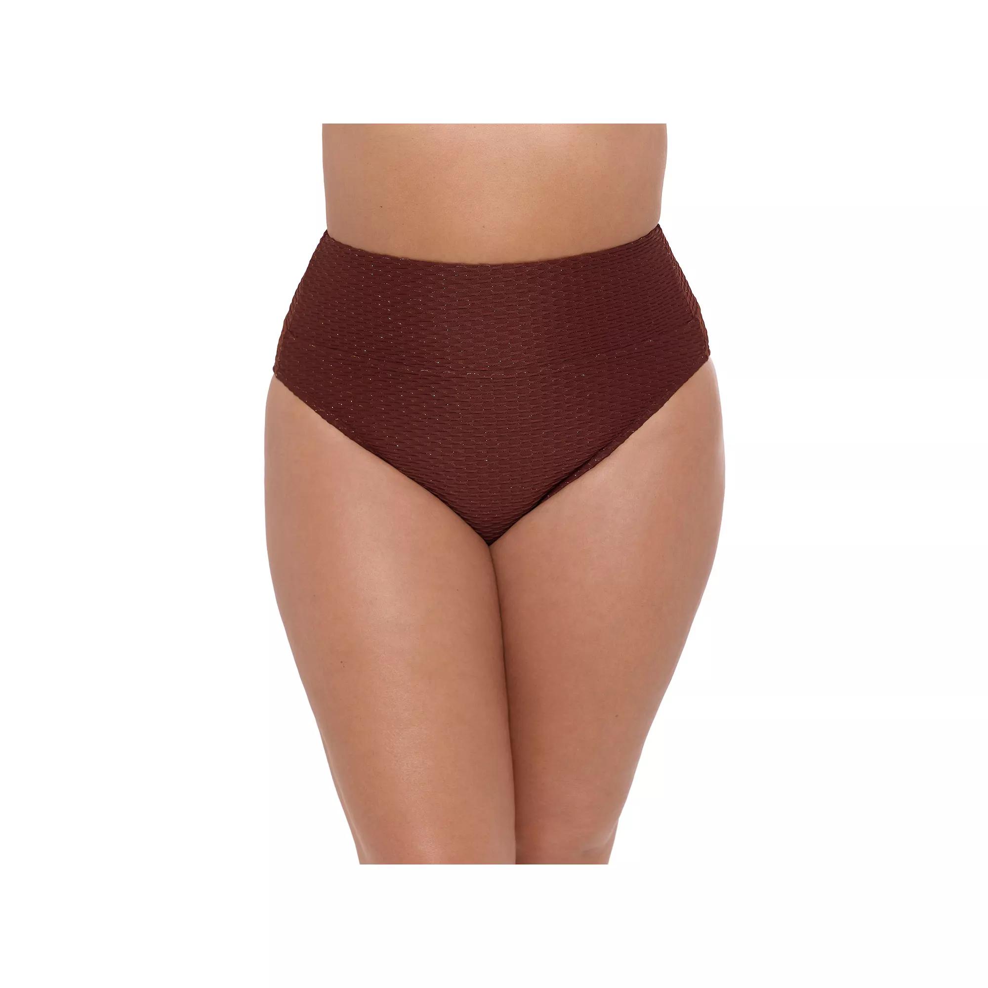 Women’s S3 Swim Smoothing Grid Texture Ultra Banded High Waist Bottoms, Women's,  Product Image
