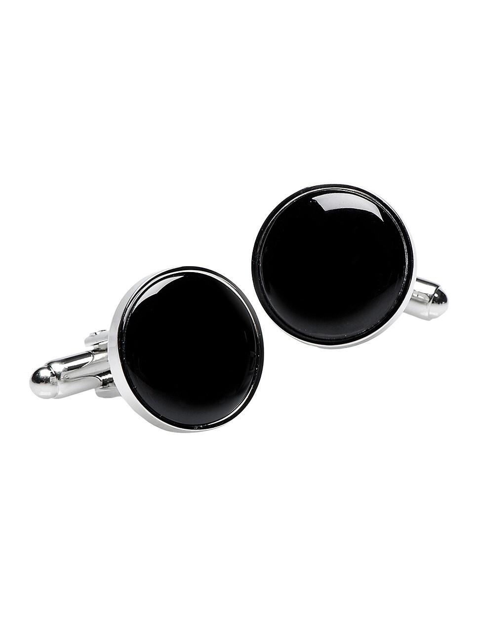 Mens Sterling Silver & Onyx Cufflinks Product Image