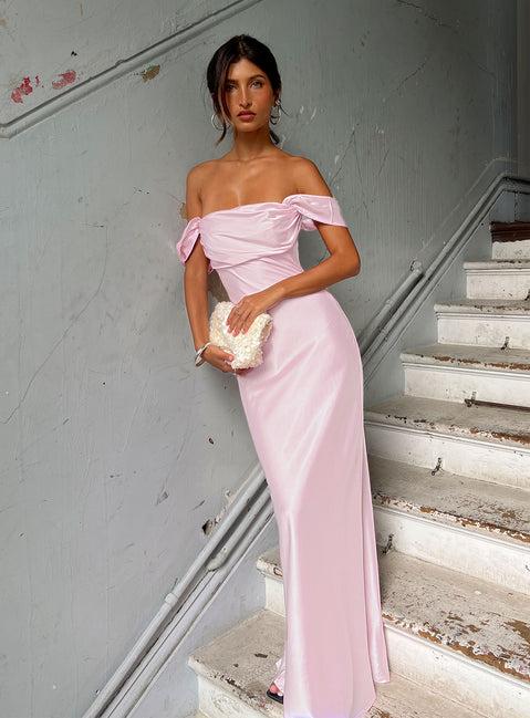 Azura Off The Shoulder Maxi Dress Pink Product Image