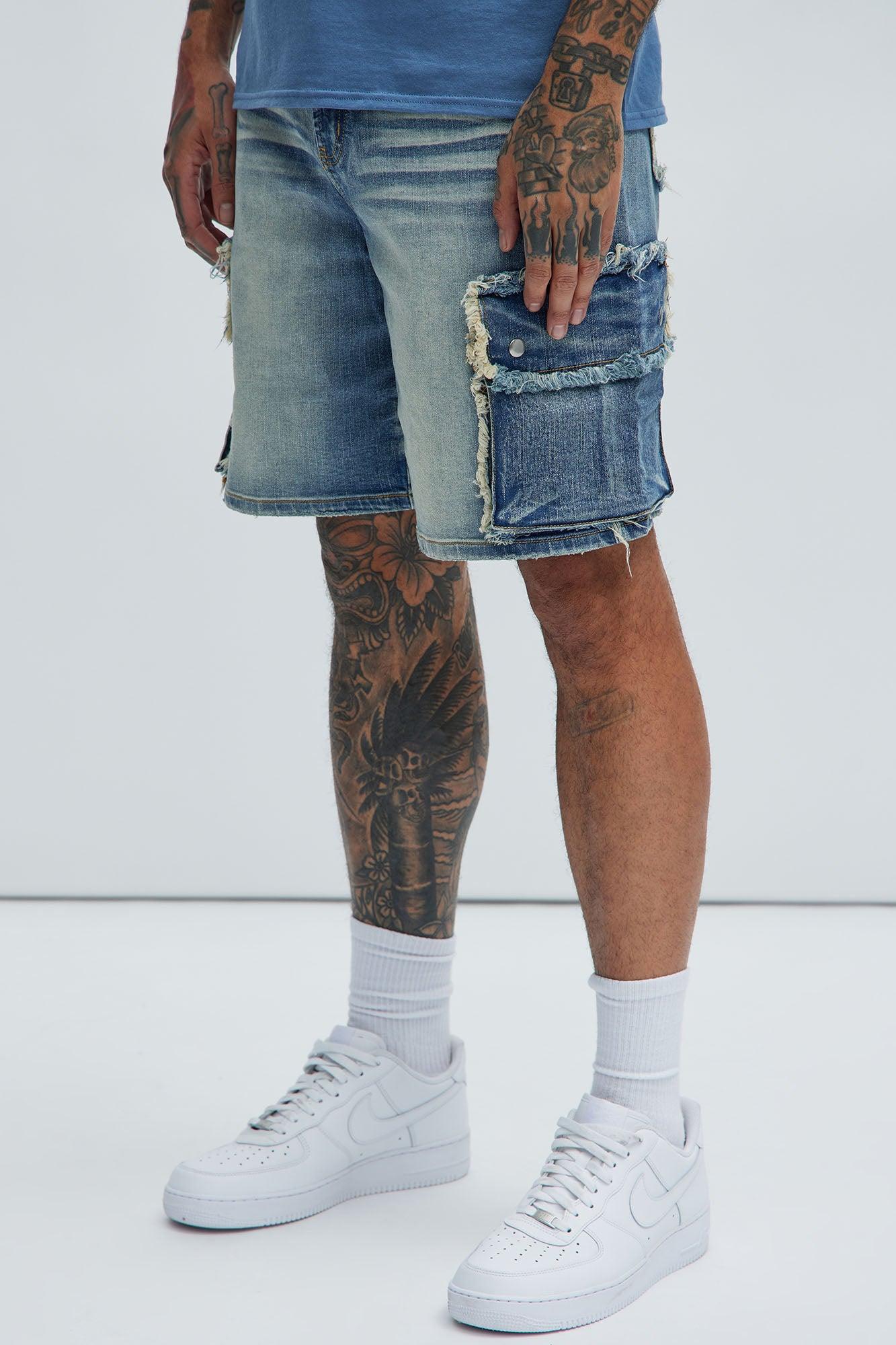 Rush Home Denim Cargo Shorts - Light Blue Wash Product Image