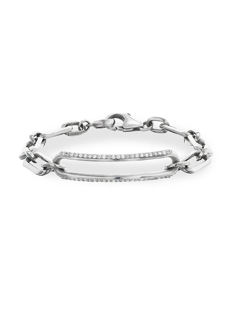 Womens ID Link Sterling Silver & 0.62 TCW Diamond Bracelet Product Image