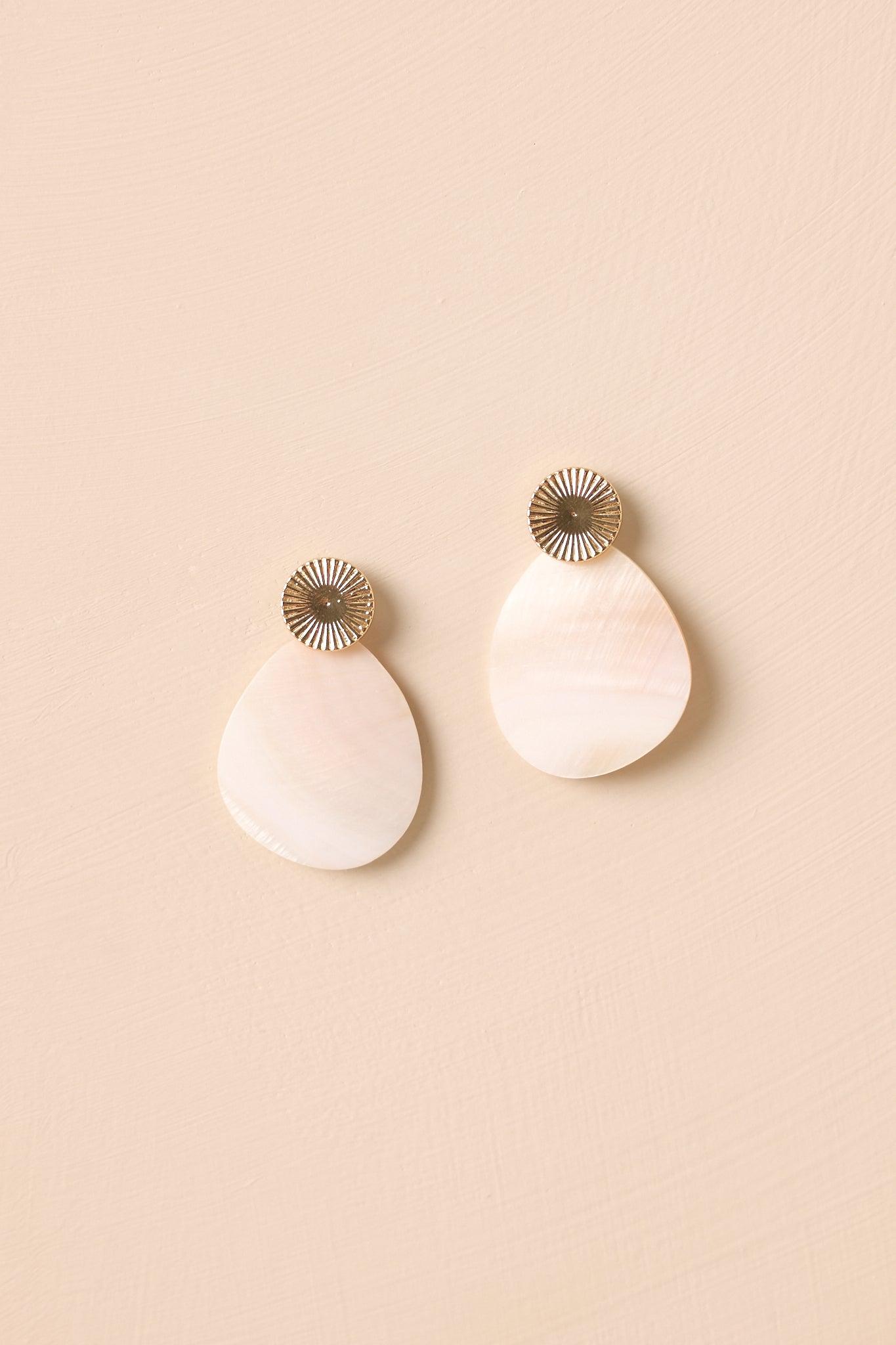 Endless Views Gold Textured Ivory Pearlescent Drop Earrings Product Image