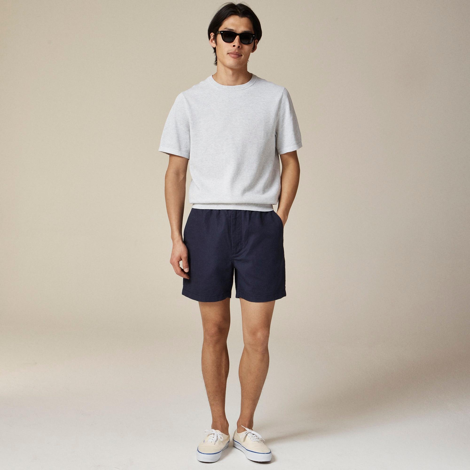 Short-sleeve cotton piqué-stitch sweater Product Image