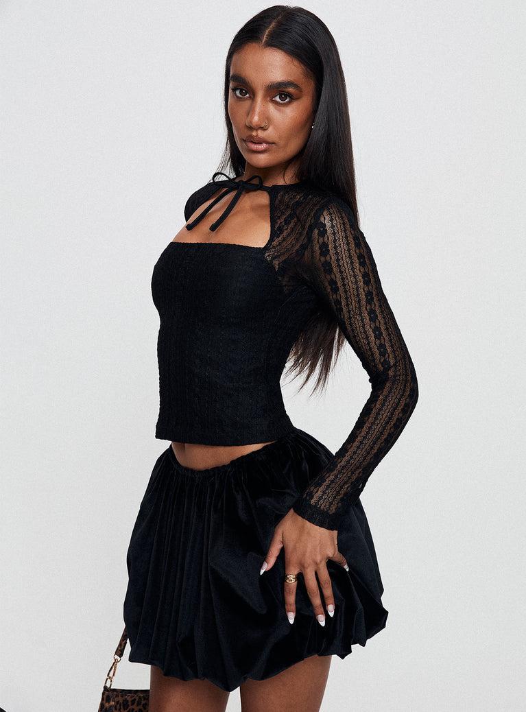 Georgiana Bubble Hem Mini Skirt Black Product Image