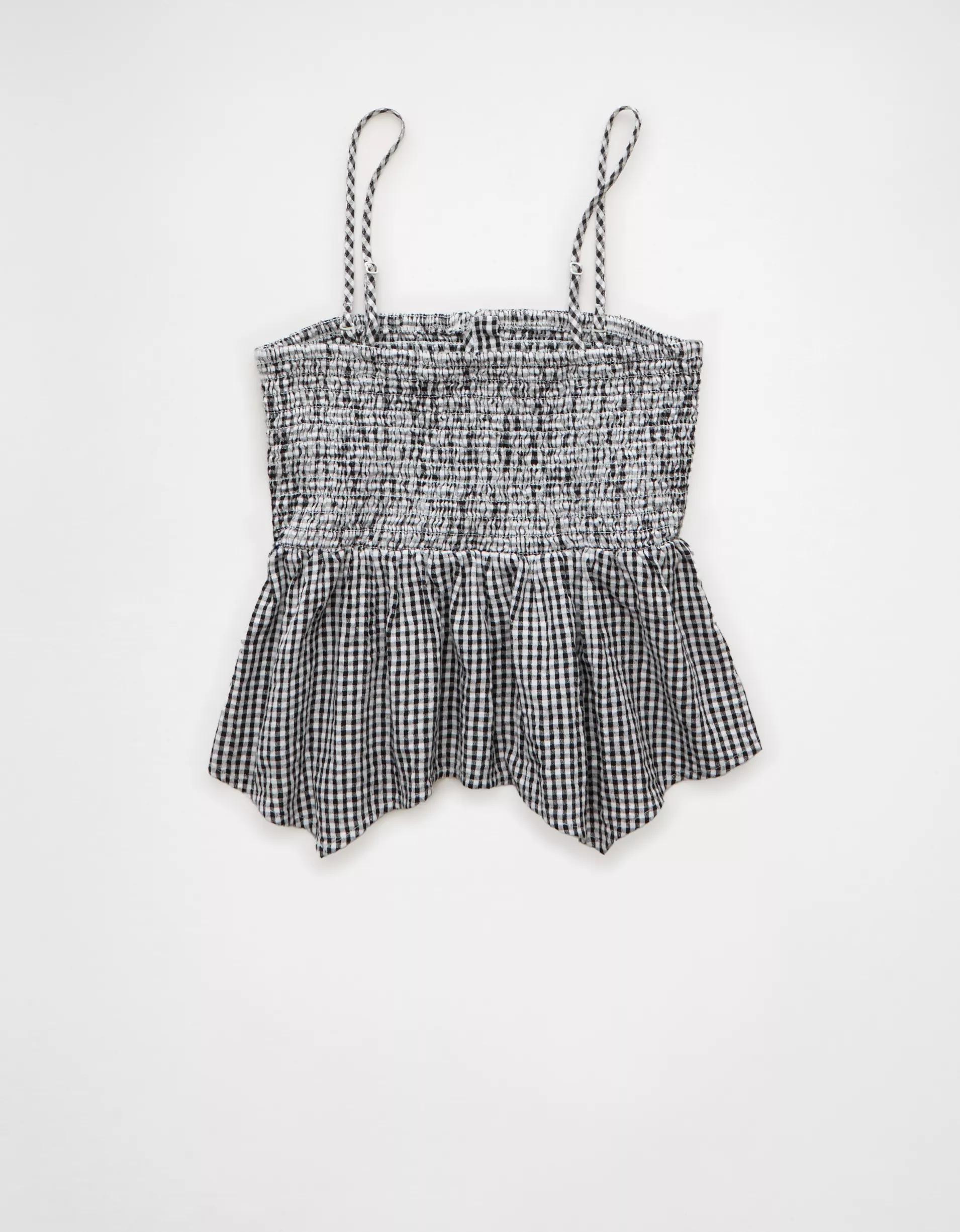 AE Handkerchief Hem Smocked Babydoll Tube Top Product Image