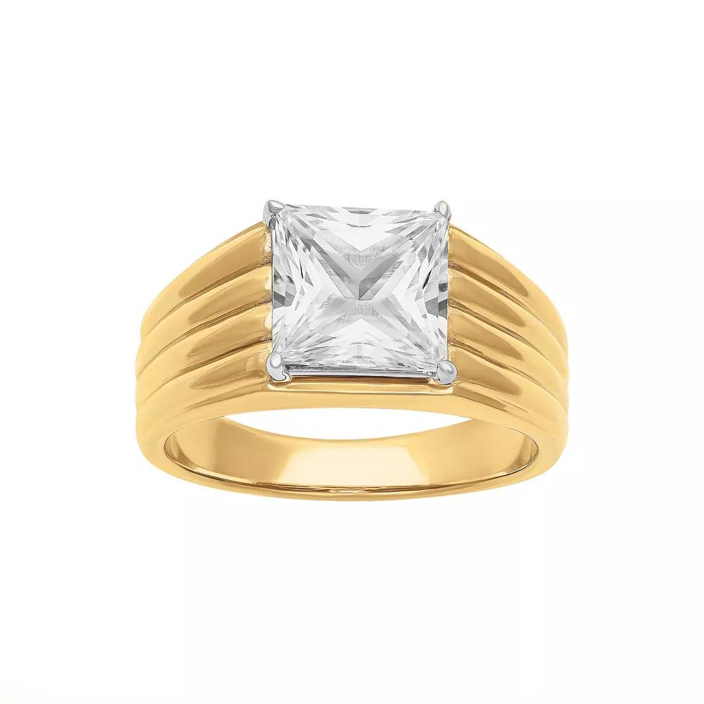 AXL Men's 18k Gold Over Silver Lab-Created White Sapphire Band, Size: 11, Gold Tone Product Image