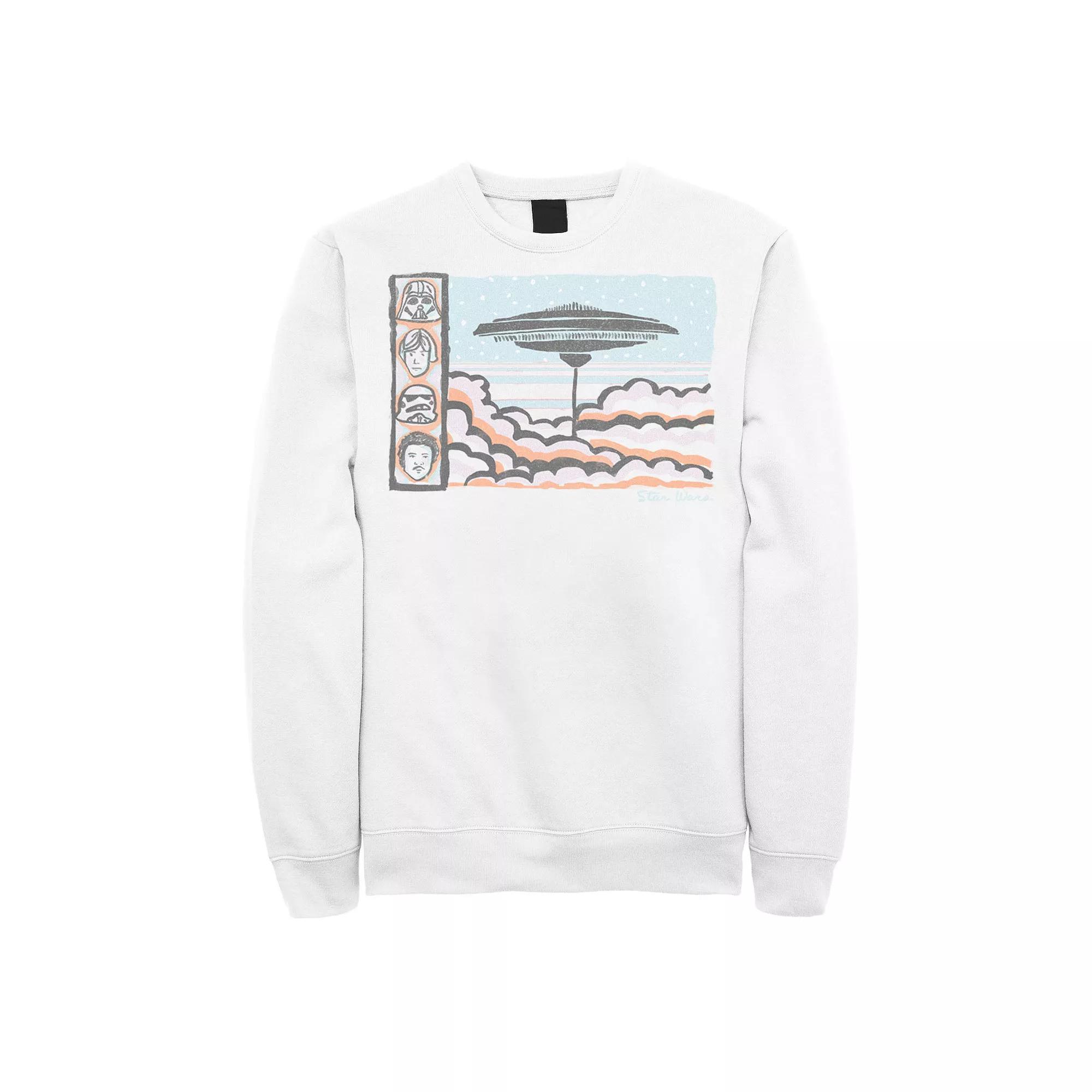 Men's Star Wars Millennium Falcon Water Color Sketch Poster Sweatshirt,  Product Image