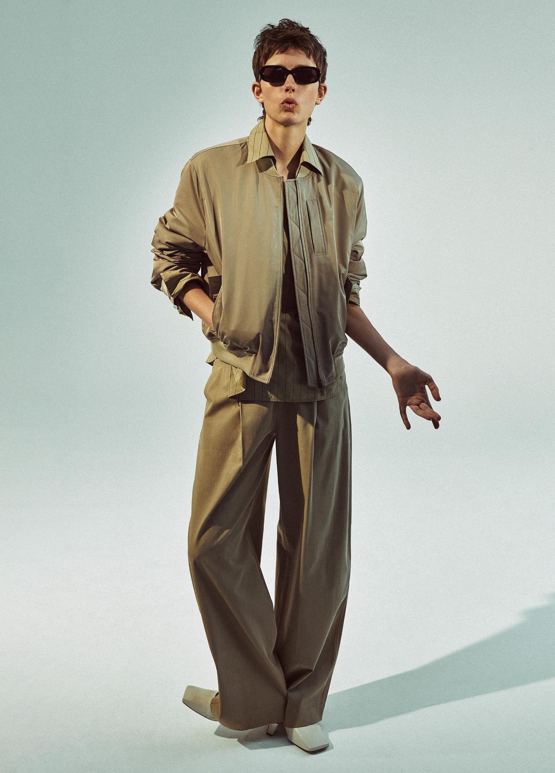 Relaxed Tech-Fabric Bomber Jacket Product Image