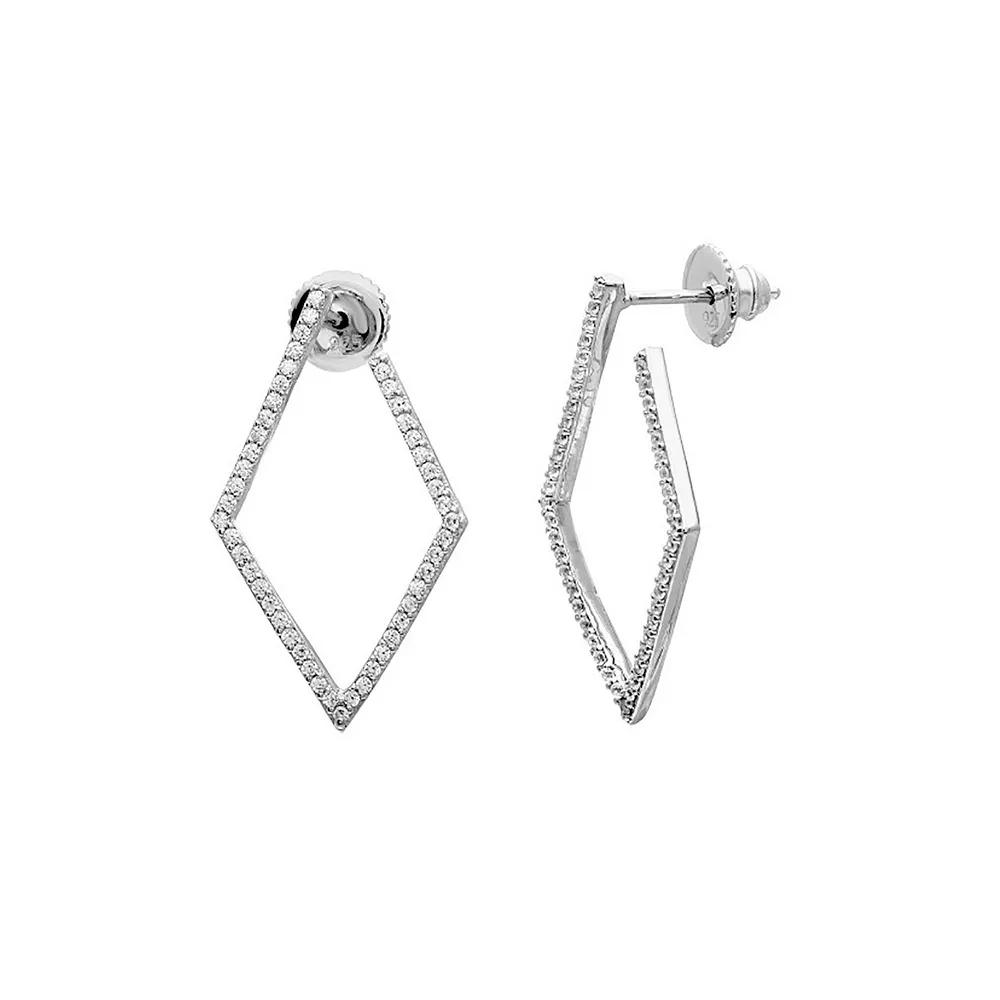 Adornia Silver Tone Cubic Zirconia Wrap-Around Geometric Hoop Earrings, Women's Product Image