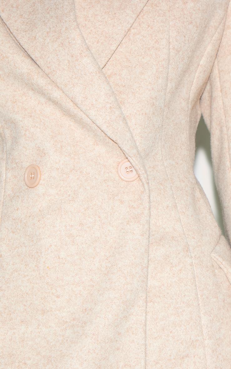 Taupe Double Breasted Asymmetric Wool Look Blazer Product Image