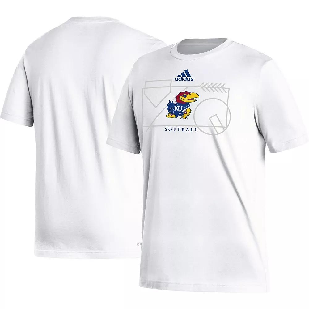 Men's adidas White Kansas Jayhawks Locker Lines Softball Fresh T-Shirt,  Product Image
