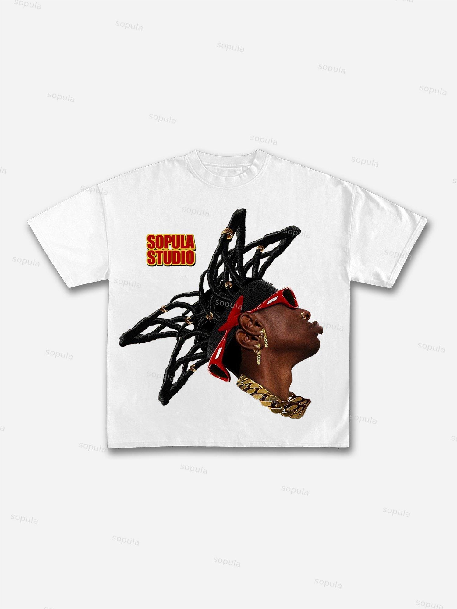 I Am Allergic To People Fun Portrait Print Cotton T-shirt Product Image