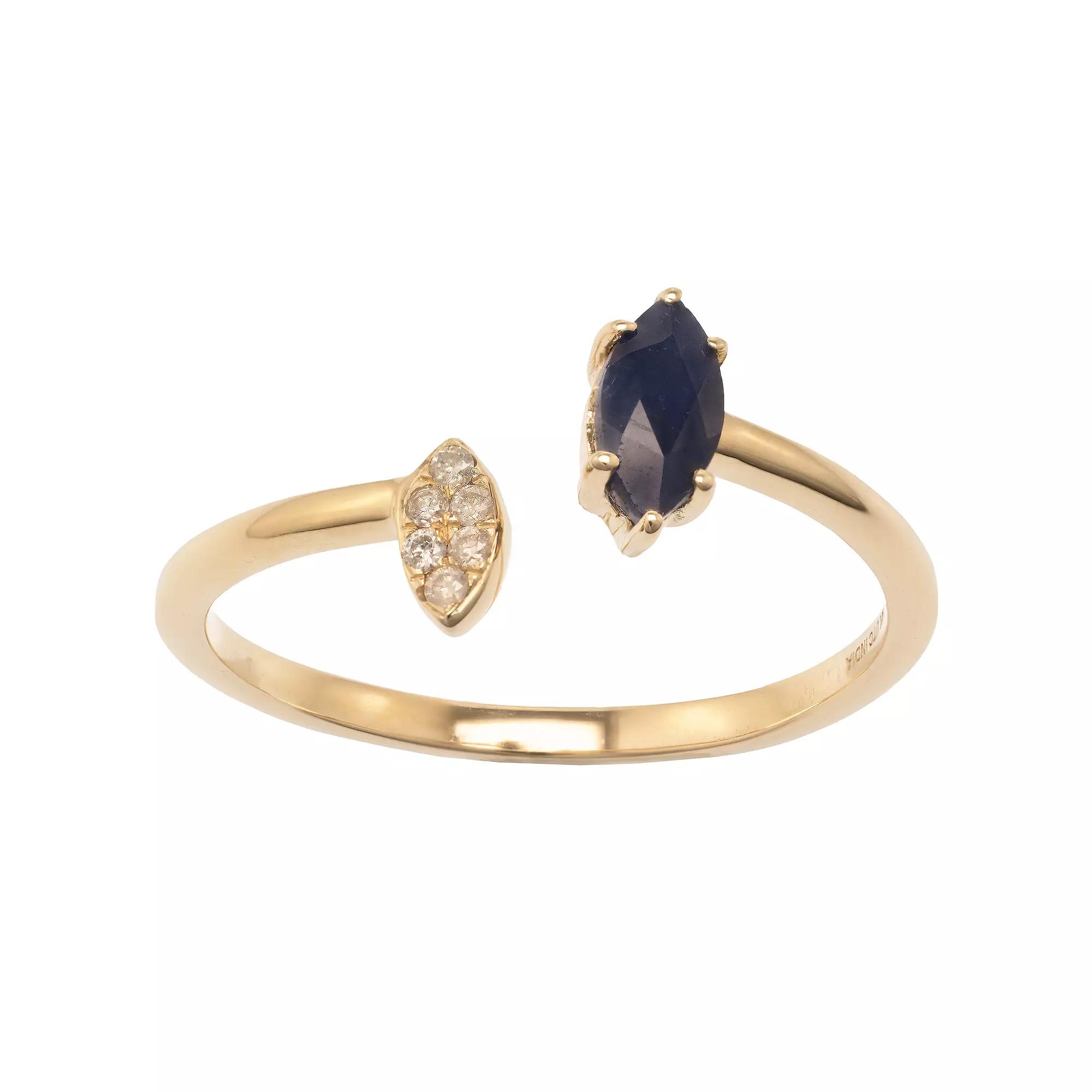 Gemistry 14k Gold Blue Sapphire & White Topaz Open Marquise Ring, Women's,  Product Image