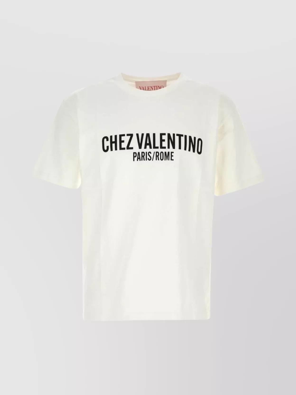 VALENTINO Cotton Crew Neck T-shirt With Graphic Print In White Product Image