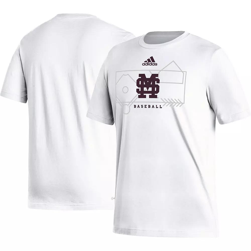 Mens adidas White Mississippi State Bulldogs Locker Lines Baseball Fresh T-Shirt Product Image