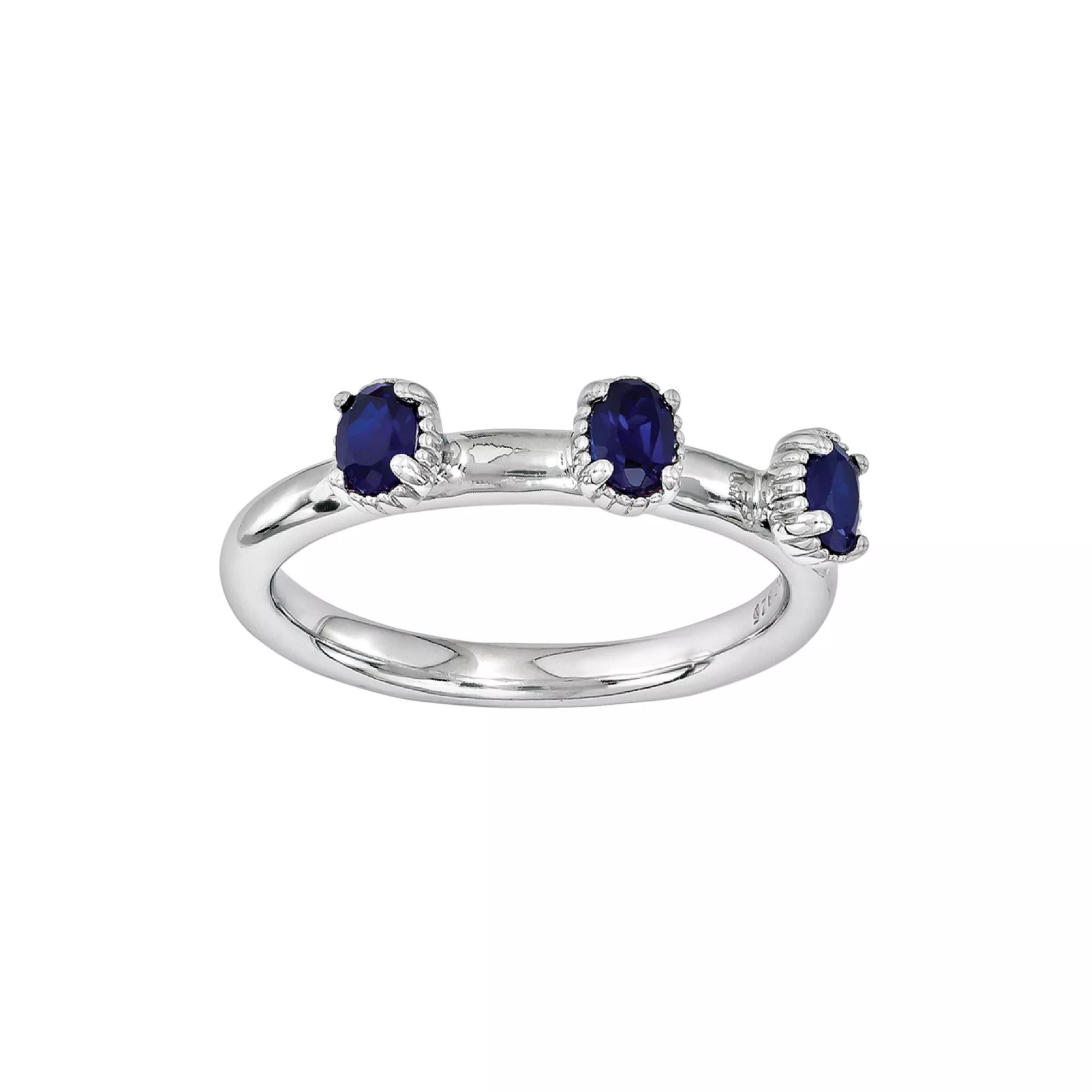 Stacks & Stones Sterling Silver Lab-Created Sapphire Stack Ring, Women's, Size: 5, Blue Product Image