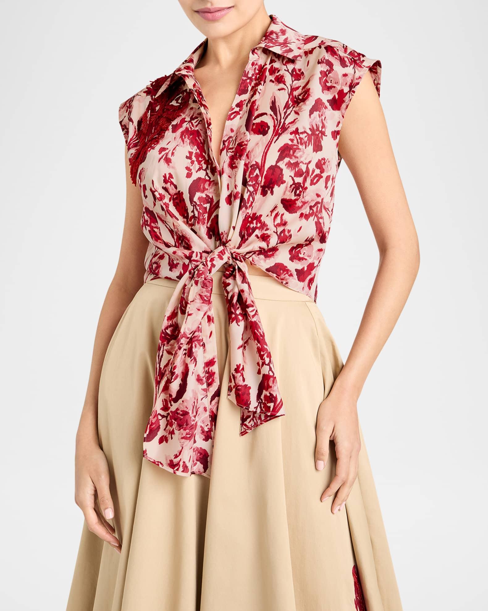 Marianna Floral Ribbons Tie Top Product Image