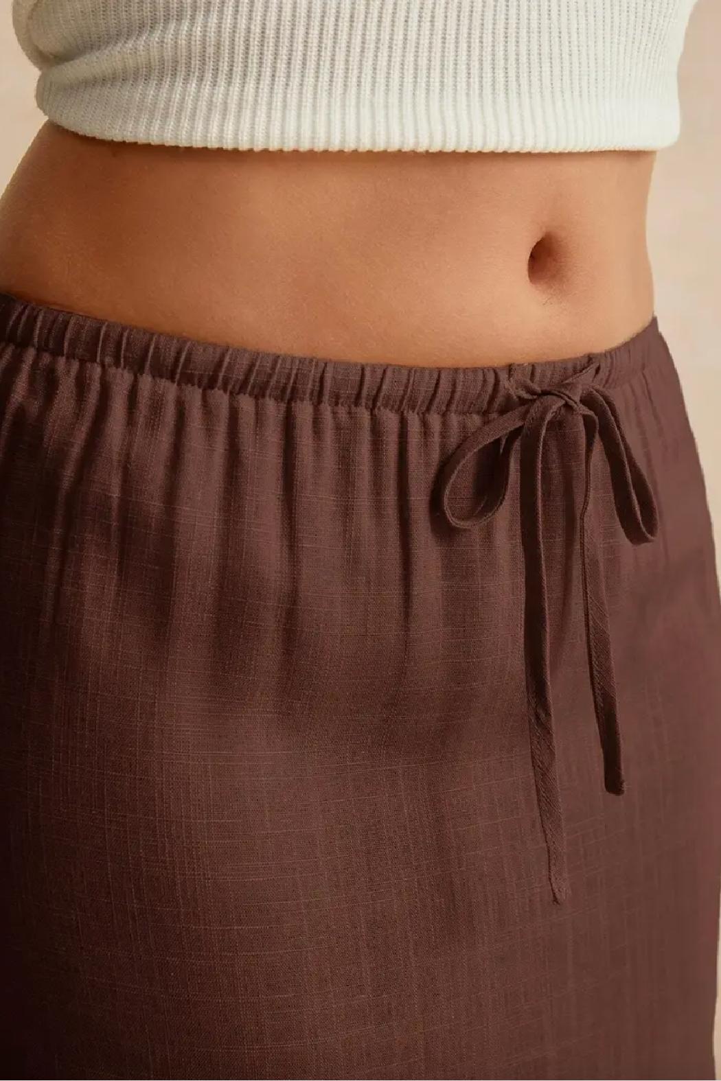 Linen Drawstring Maxi Skirt Product Image