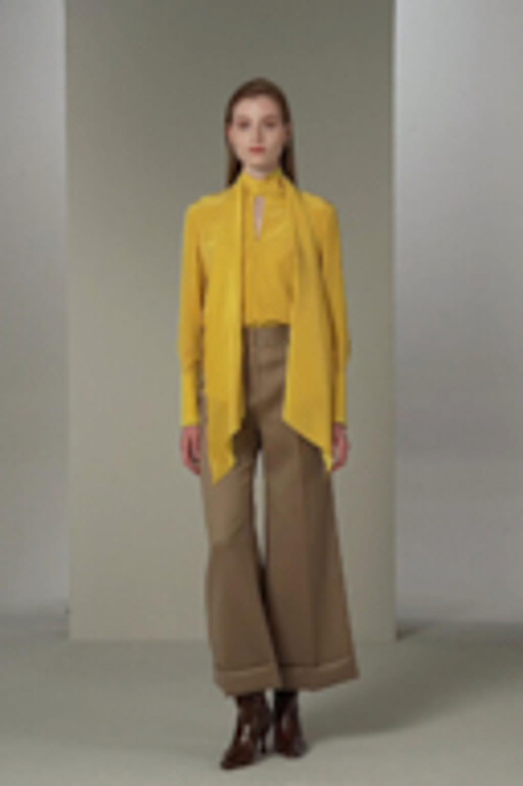 Flowing Draped Tie-Neck Blouse Product Image