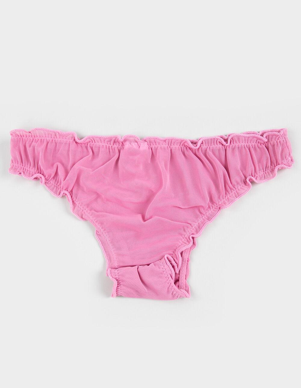 FULL TILT Lettuce Edge Mesh Bikini Panties - PINK Product Image