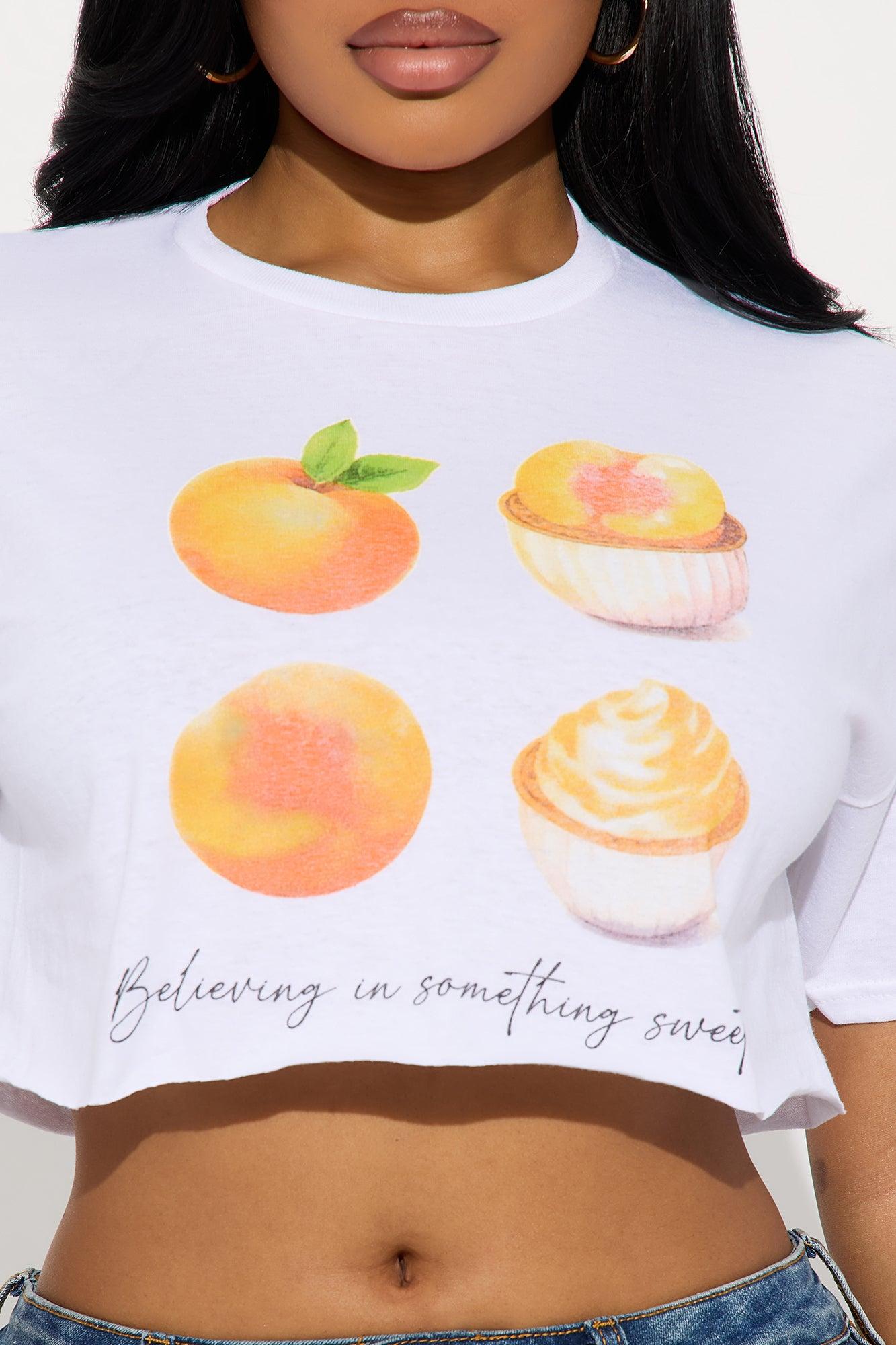 Peaches Market Cropped Tee - White Product Image