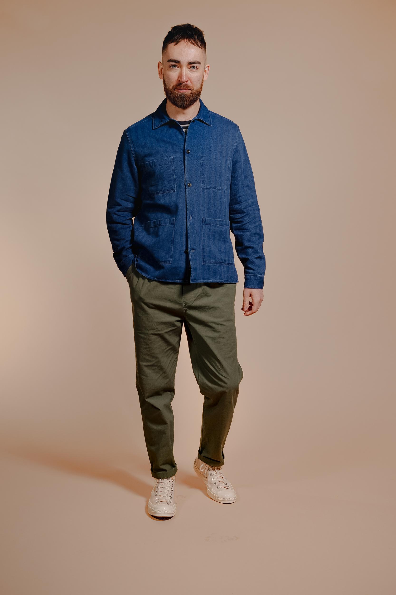 Indigo Herringbone Atelier Overshirt Product Image