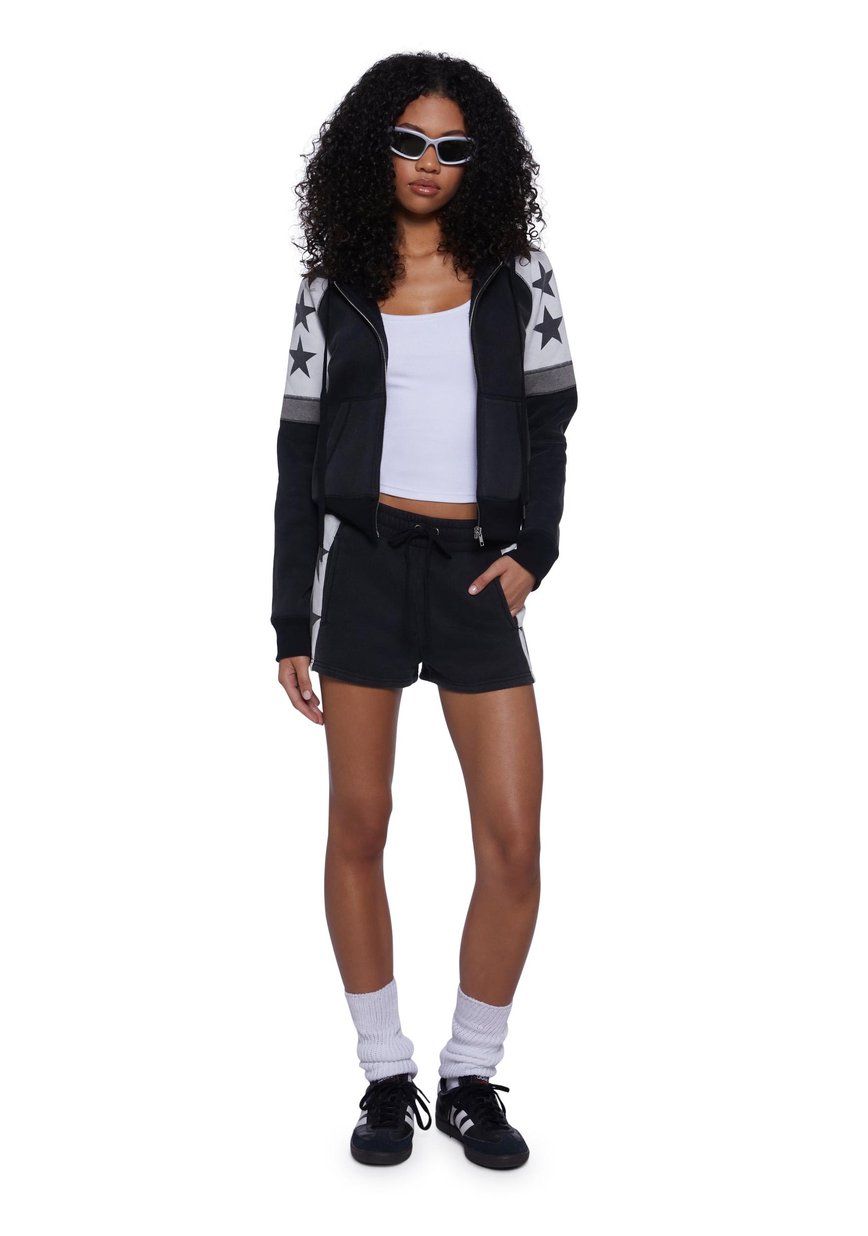 Womens Star Print Hoodie Current Mood - Black Product Image