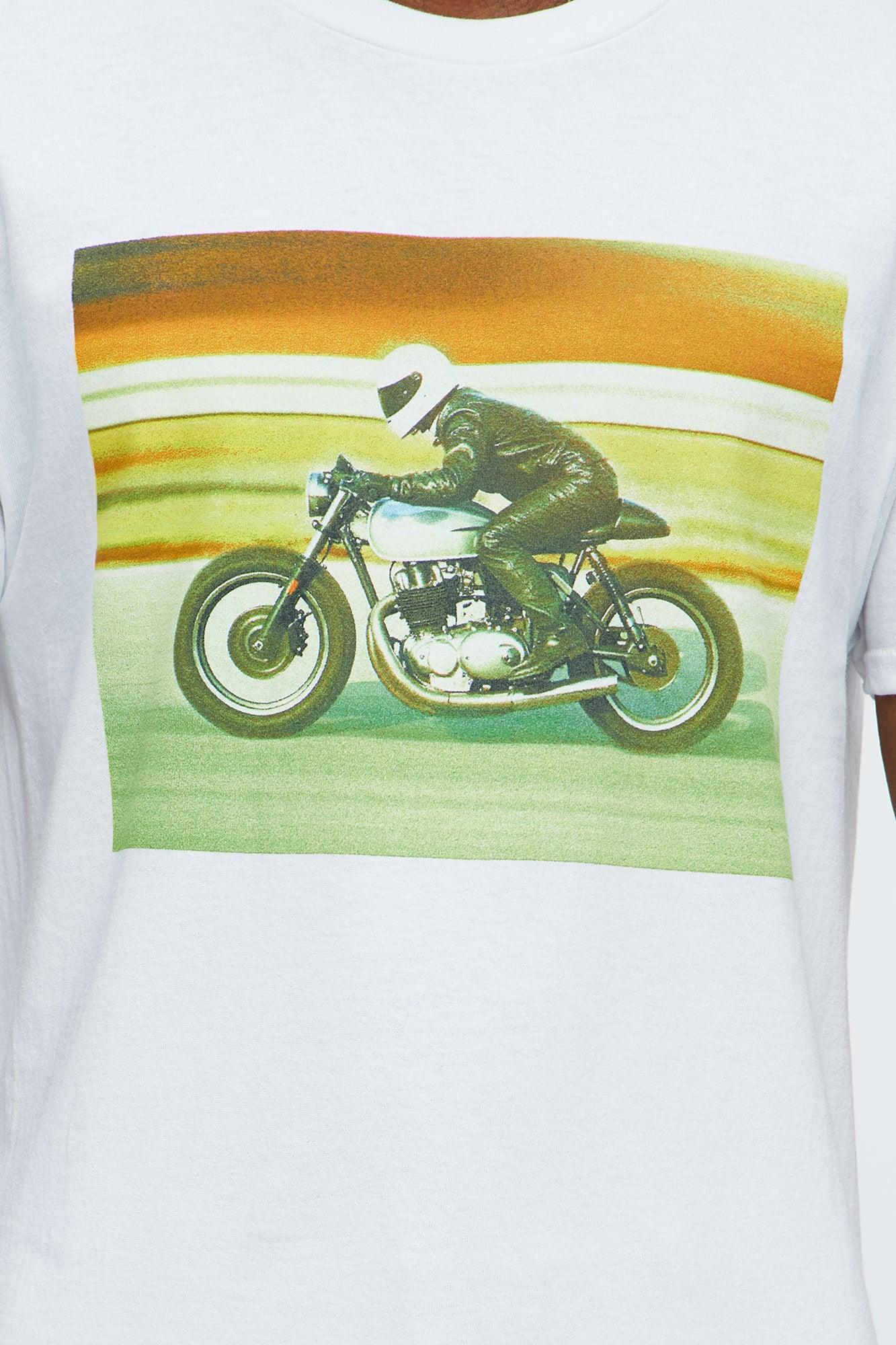 Cafe Racing Demon Short Sleeve Tee - White Male Product Image